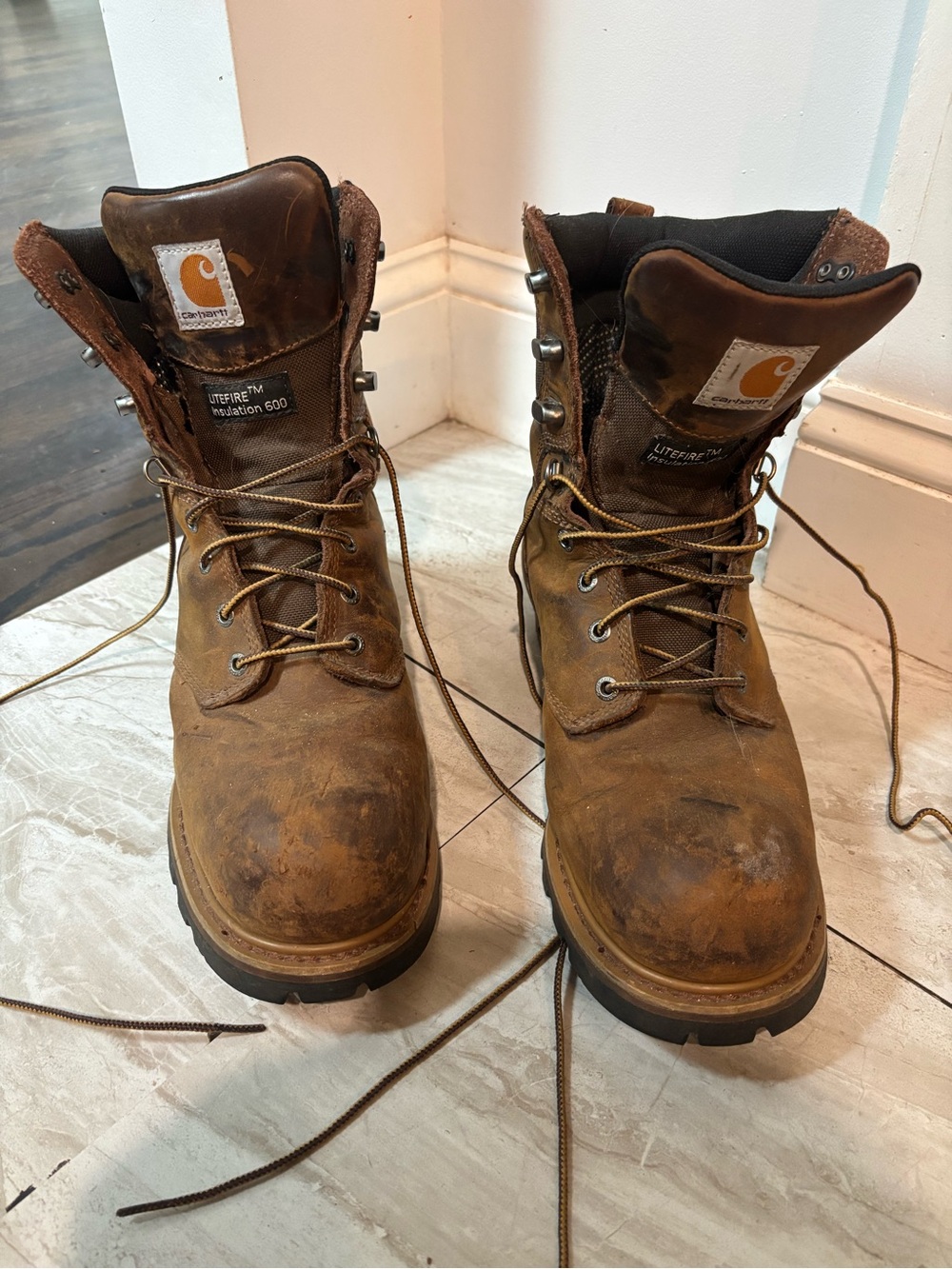 Carhartt Men's Tan/Brown Lace-Up Waterproof logger Work Boots